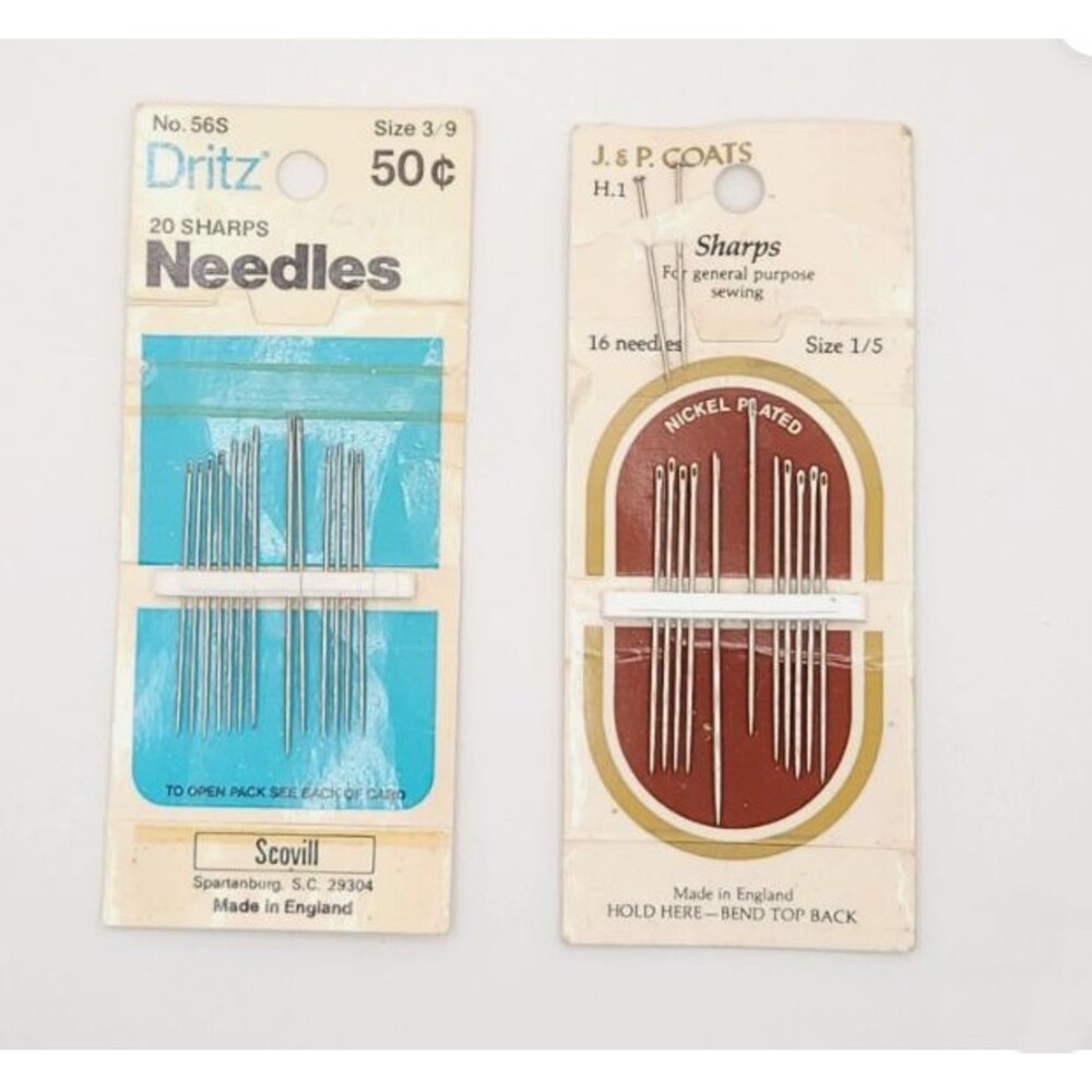 Vintage Dritz Scovill JP Coats Sharps Hand Sewing Needles Lot Made in England